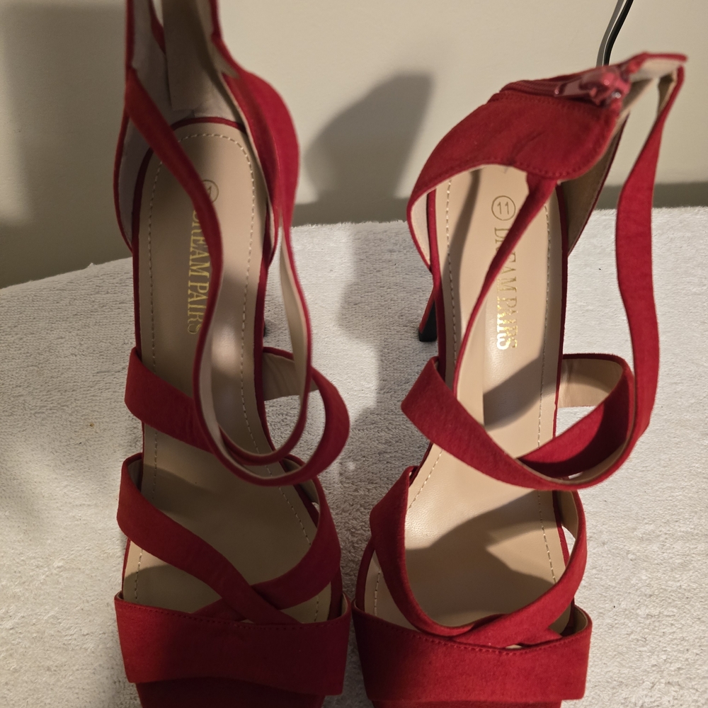 Dream Pairs Bold Red Strappy Heels